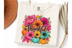 Thankful Floral Pumpkin PNG Sublimation Product Image 2