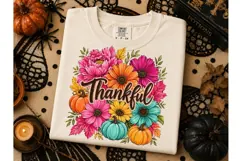 Thankful Floral Pumpkin PNG Sublimation Product Image 3