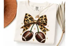 Football Cherry Leopard Bow PNG Shirt Product Image 2