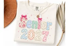 Senior 2027 Coquette Floral PNG Tee Product Image 2