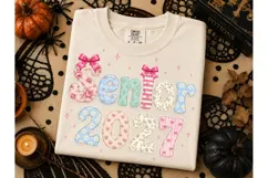 Senior 2027 Coquette Floral PNG Tee Product Image 3