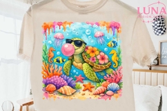 Cute Sea Turtle Bubble Gum PNG, Tropical Ocean Clipart PNG Product Image 2