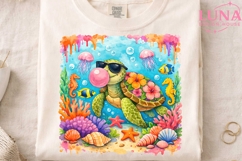 Cute Sea Turtle Bubble Gum PNG, Tropical Ocean Clipart PNG Product Image 4