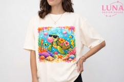 Cute Sea Turtle Bubble Gum PNG, Tropical Ocean Clipart PNG Product Image 1