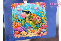 Cute Sea Turtle Bubble Gum PNG, Tropical Ocean Clipart PNG Product Image 6