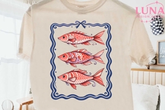 Vintage Fish Illustration PNG, Coquette Bow Fish Clipart PNG Product Image 1
