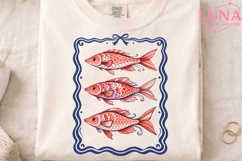 Vintage Fish Illustration PNG, Coquette Bow Fish Clipart PNG Product Image 3