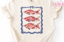 Vintage Fish Illustration PNG, Coquette Bow Fish Clipart PNG Product Image 4
