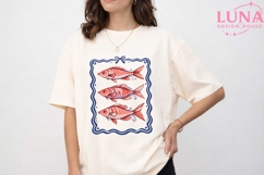 Vintage Fish Illustration PNG, Coquette Bow Fish Clipart PNG Product Image 5