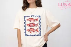 Vintage Fish Illustration PNG, Coquette Bow Fish Clipart PNG Product Image 5
