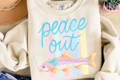 Peace Out Trout Fish PNG, Coquette Fishing Sublimation PNG Product Image 1
