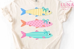 Cute Coquette Fish with Bows PNG, Girly Fish Clipart PNG Product Image 5