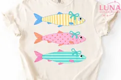 Cute Coquette Fish with Bows PNG, Girly Fish Clipart PNG Product Image 5