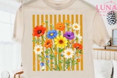 Wildflower Garden Stripes PNG, Floral Clipart, Botanical PNG Product Image 1