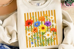 Wildflower Garden Stripes PNG, Floral Clipart, Botanical PNG Product Image 2