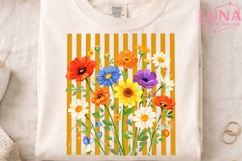 Wildflower Garden Stripes PNG, Floral Clipart, Botanical PNG Product Image 3