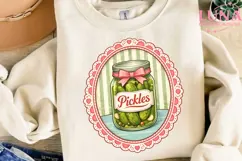 Coquette Pickles Jar PNG, Pink Bow Pickle Sublimation, Retro Product Image 3