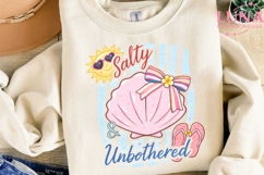 Salty &amp; Unbothered PNG, Beach Shell Bow PNG, Summer Sublimation Product Image 3
