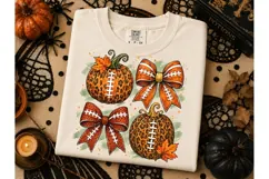 Fall Football Pumpkin Bow PNG Sublimatio Product Image 3