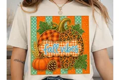 Fall Vibes Pumpkin PNG Sublimation Shirt Product Image 2