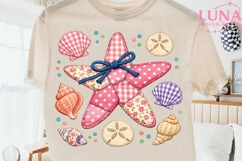 Patchwork Seashells Starfish PNG, Beach Sublimation, Coastal Product Image 2