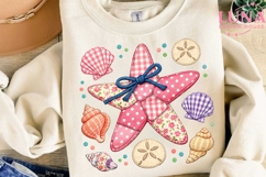 Patchwork Seashells Starfish PNG, Beach Sublimation, Coastal Product Image 3