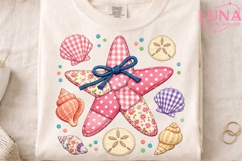 Patchwork Seashells Starfish PNG, Beach Sublimation, Coastal Product Image 4