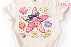 Patchwork Seashells Starfish PNG, Beach Sublimation, Coastal Product Image 5