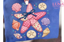 Patchwork Seashells Starfish PNG, Beach Sublimation, Coastal Product Image 6