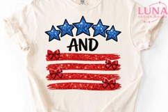 Stars and Stripes Bows PNG, Patriotic Glitter PNG, 4th of Ju Product Image 5