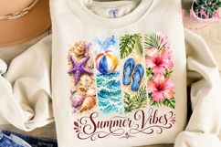 Summer Vibes Beach Watercolor PNG, Tropical Beach Sublimation Product Image 3