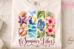 Summer Vibes Beach Watercolor PNG, Tropical Beach Sublimation Product Image 4