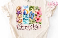 Summer Vibes Beach Watercolor PNG, Tropical Beach Sublimation Product Image 5