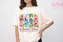 Summer Vibes Beach Watercolor PNG, Tropical Beach Sublimation Product Image 1