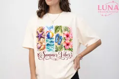 Summer Vibes Beach Watercolor PNG, Tropical Beach Sublimation Product Image 1