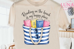 Beach Reading Books Tote Bag PNG, Summer Book Lover Clipart Product Image 1