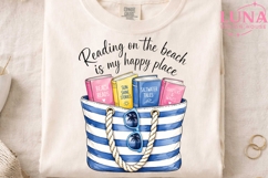 Beach Reading Books Tote Bag PNG, Summer Book Lover Clipart Product Image 3