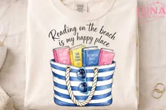 Beach Reading Books Tote Bag PNG, Summer Book Lover Clipart Product Image 3
