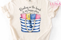Beach Reading Books Tote Bag PNG, Summer Book Lover Clipart Product Image 4