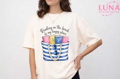 Beach Reading Books Tote Bag PNG, Summer Book Lover Clipart Product Image 5