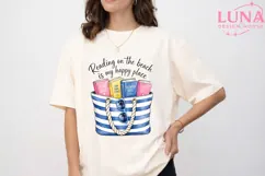 Beach Reading Books Tote Bag PNG, Summer Book Lover Clipart Product Image 5