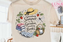 Summer Garden Reading Books PNG, Cottagecore Book Lover Clip Product Image 2