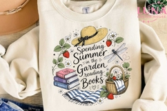 Summer Garden Reading Books PNG, Cottagecore Book Lover Clip Product Image 3