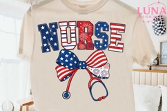 Patriotic Nurse PNG, 4th of July Nurse Clipart, American Fla Product Image 2
