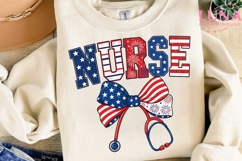 Patriotic Nurse PNG, 4th of July Nurse Clipart, American Fla Product Image 3
