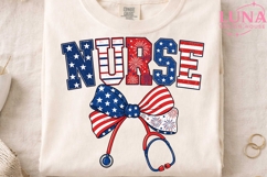 Patriotic Nurse PNG, 4th of July Nurse Clipart, American Fla Product Image 4