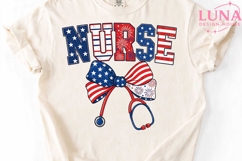 Patriotic Nurse PNG, 4th of July Nurse Clipart, American Fla Product Image 5