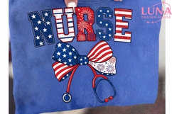 Patriotic Nurse PNG, 4th of July Nurse Clipart, American Fla Product Image 6