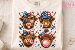 Highland Cow 4th of July PNG, Patriotic Cow Clipart, USA Cow Product Image 1