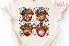 Highland Cow 4th of July PNG, Patriotic Cow Clipart, USA Cow Product Image 4